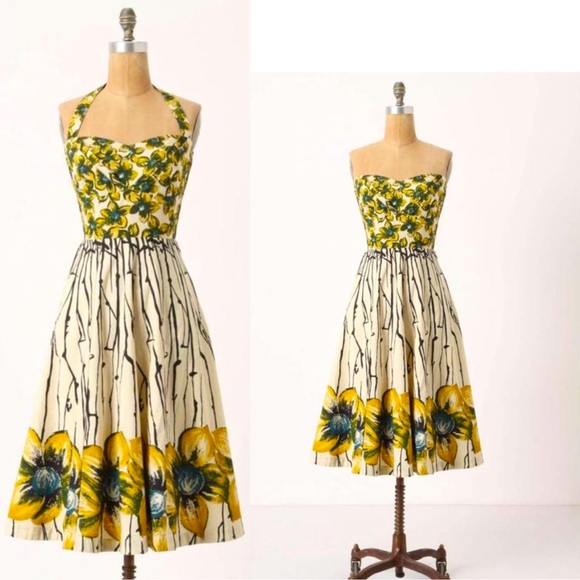 Anthropologie Dresses & Skirts - Anthropologie Girls from Savoy Burgeoning Hypericum
Halter Pinup Dress Size 8